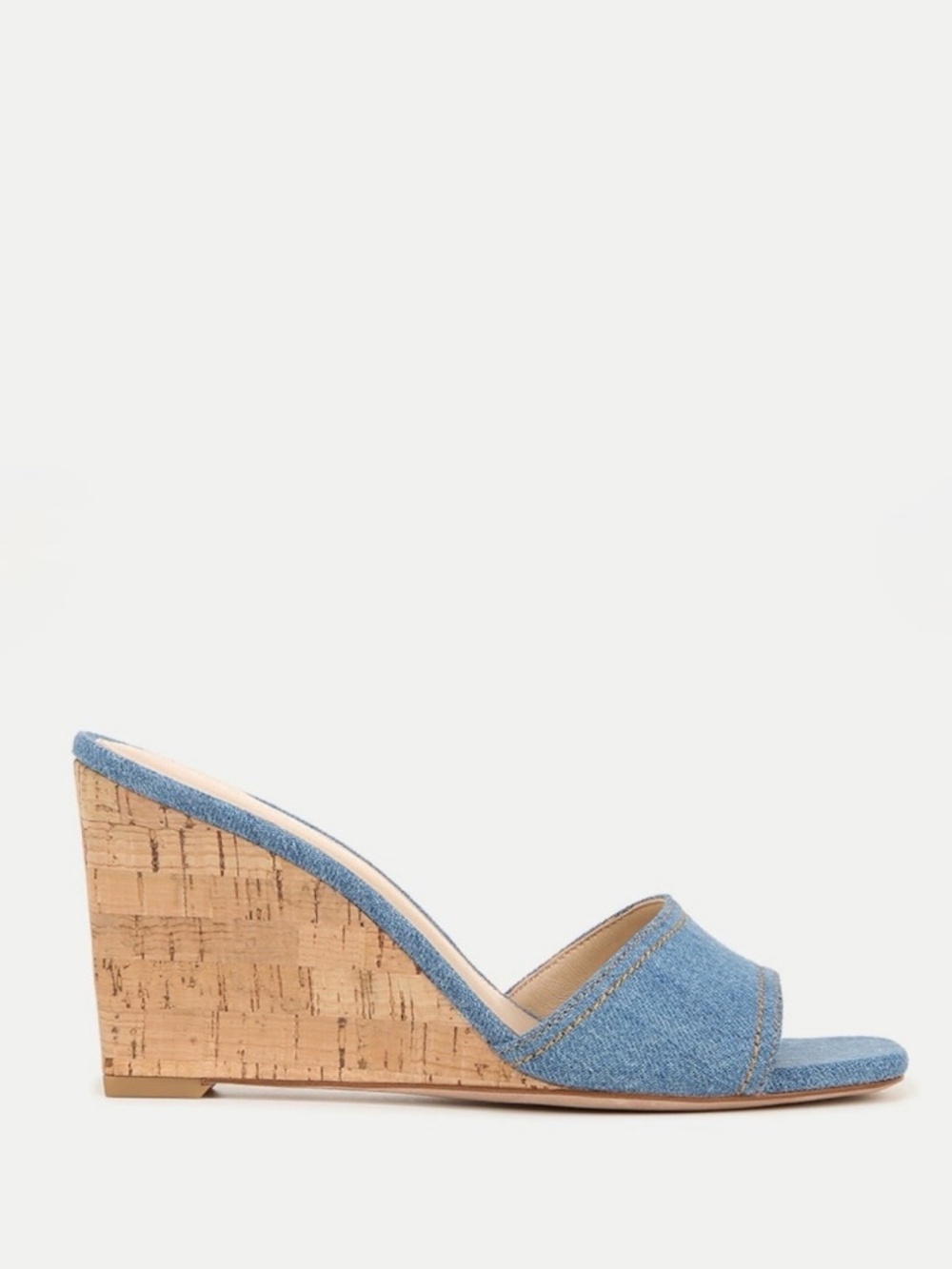 New Veronica Beard Ellen Denim Cork Wedge Sandal Sz 8